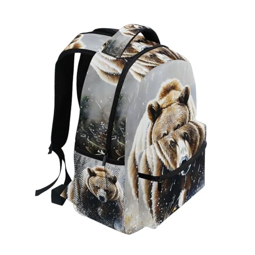 Bear Art Winter Backpack Daypack Shoulder Bag Book Bag Lightweight Back Pack 11.4 ×16 Inch2