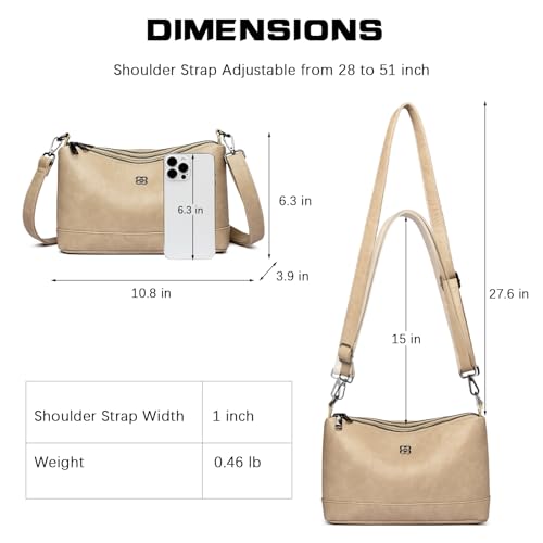 Image of Eslcorri Lightweight Nylon Crossbody Bag for Women, 3 Pocket Casual Shoulder Purse with Adjustable Strap for Travel Daily Use | Well-organized