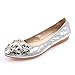 Hwalleum - Ballerine da donna, con strass, piatte, ideali per matrimoni, feste, danza, guida, viaggi, ufficio o per tutti i giorni, argento, 40 EU
