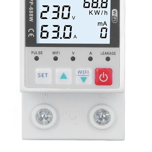 Dispositivo di Protezione da Sovratensione e Sottotensione WiFi, 230V 50/60Hz, Telecomando, 63A, Stabilizzatore di Tensione Regolabile