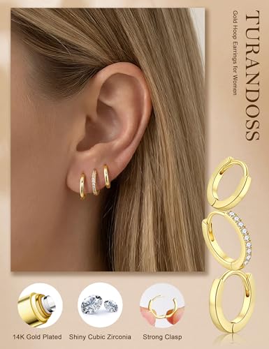 Turandoss Hypoallergenic Small Gold Huggie Hoop Earrings for Women Girls - image 4