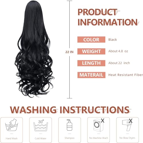 Image of Pema Hair Extensions And Wigs Synthetic Fiber Clutcher Ponytail for Instant Volume (Black)