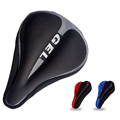 Gel Bike Seat Cover 11in X 7in,Bike Seat Cushion for Women Men Comfort,Soft Comfortable Bike Seat Covers for Outdoor Cycling,Spin Bikes,Stationary Bikes,Exercise Bike,Outdoor CyclingÂ Blue