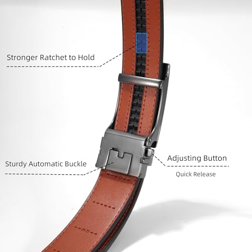 Mens Belt Leather Ratchet Belt, Dress Pants Jeans Click Belts for Men Casual Work Trim to Fit4