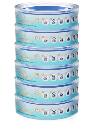 6 Pezzi Ricarica Mangiapannolini, PARPAT Ricariche Per Secchio Pannolino Tenuta Stagna Antiodore Compatibile con Mangiapannolini Angelcare Maialino Foppapedretti & Litter Locker II