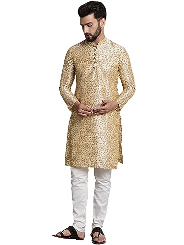 Image of SOJANYA (Since 1958 Men's Silk Blend Printed Kurta and Churidar Pyjama Set