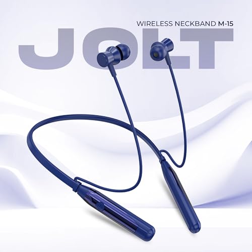 Image of RD Telinet M-15 Jolt Wireless Bluetooth Neckband Earphones, 66H Playtime, 15mm Dynamic Drivers, Bluetooth v5.3, ENC Calling, Dual Pairing, Fast Charging, IPX5 Water Resistant, Deep - Blue