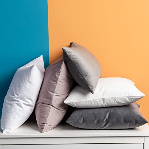 Image of JUSPURBET 22x22 Decorative Velvet Throw Pillow Covers Cases Set of 2,White | Modern Soft Cushion Covers with Hidden Zipper for Couch Sofa Bed Living Room Bedroom Home Decor