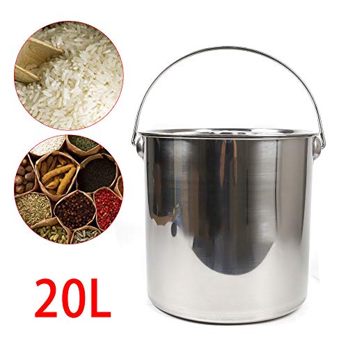 Secchio in acciaio inox con coperchio, secchio con manico saldato, ideale per uso alimentare, latte, cucina, catering, applicazioni industriali