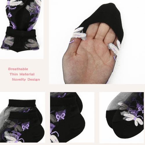 Benefeet Sox Cute Sheer Socks for Women Girls Lace Mesh Socks Transparent See Through Ankle Sock Ultra Thin Nylon Short Sock3