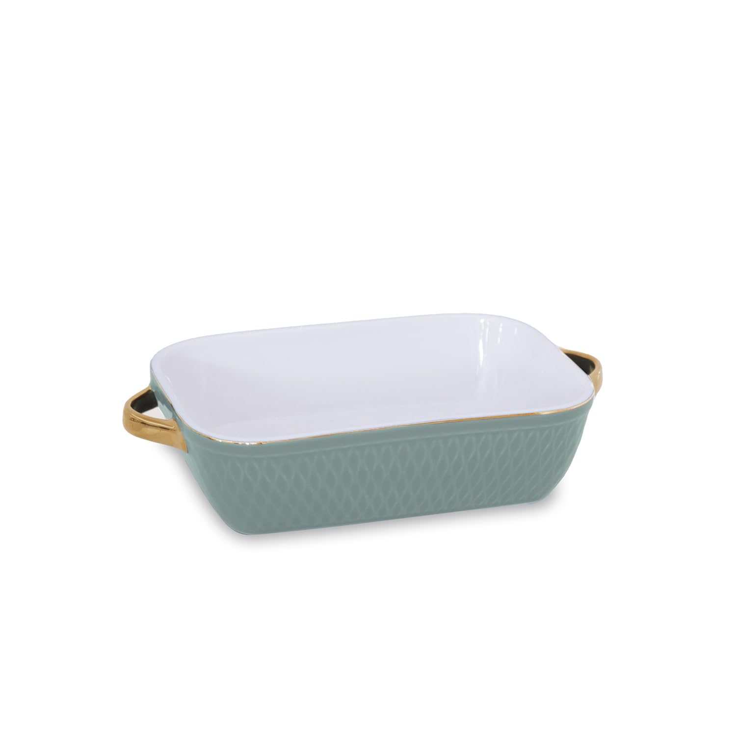 Beatriz Ball CERAMIC Small Rectangular Casserole Baker with Gold Handles (Sage)