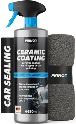 PRINOX Professional Ceramic Car Seal Set 580 ml Including Microfibre Cloth - Ceramic Seal for Perfect Shine with Sealing Effect - Premium Paint Sealant Liquid Glass for All Paints