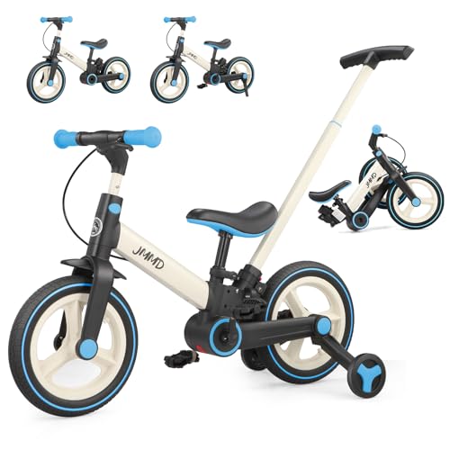 JMMD 6 in 1 Toddler Bike with Push Handle for Kids 18-60 Months, 12' Foldable Balance Bike with...
