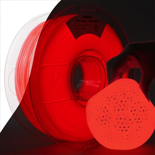 Image of AMOLEN 95A TPU 3D Printer Filament, 1.75mm Glow in The Dark Red, Soft TPU Flexible 3D Printing Filament, High Hardness & Resilience, Best with UV Lamps, 1kg Spool(2.2lbs), Fit Most 3D Printers