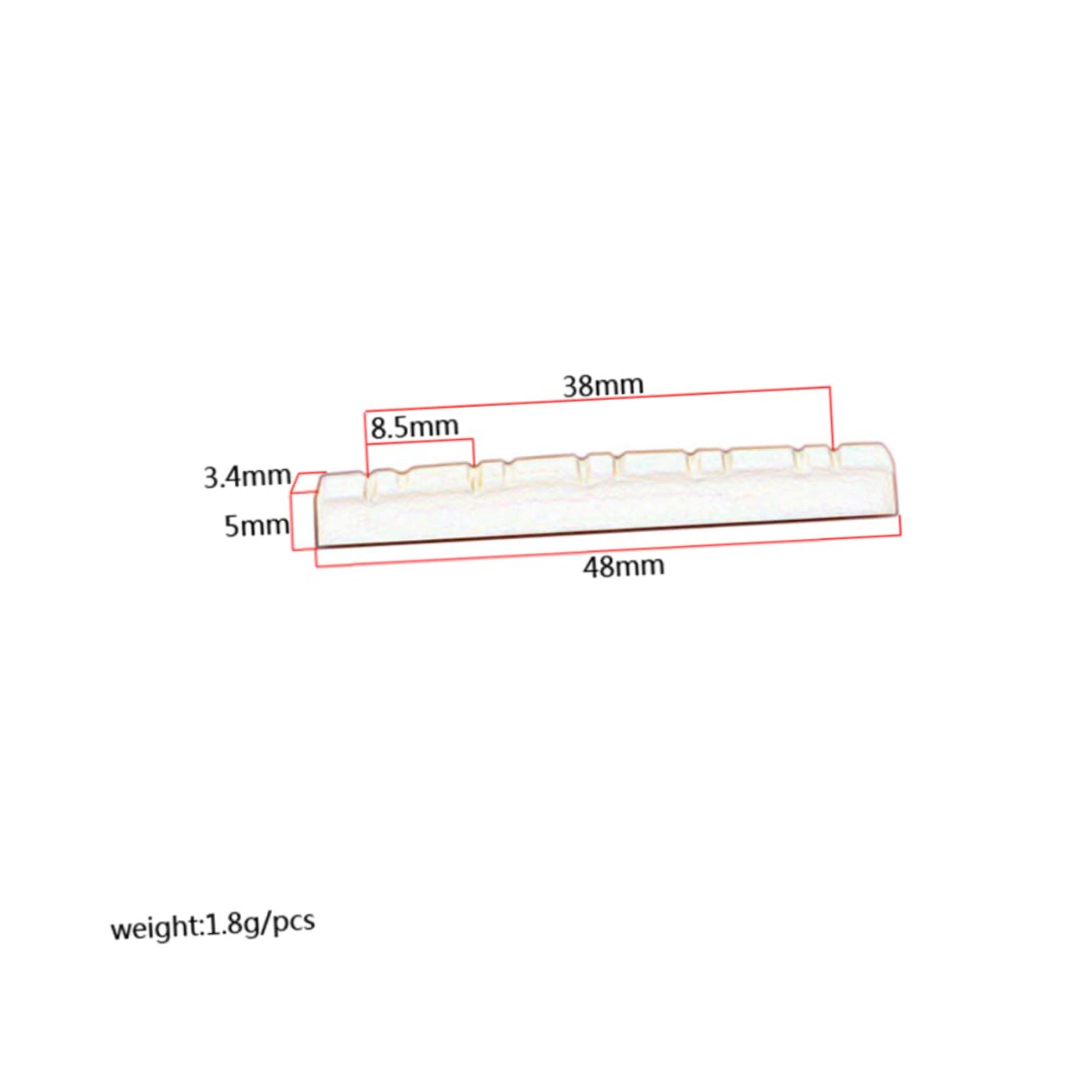 GOOHOCHY 10-string Guitar Bone Nut Electric Guitar Nut Replacement Oxen Bone Material