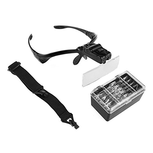 Lemonbest Handsfree Eyewear Headband Magnifier Professional Jeweler's LED Lighted Magnifying Visor Glasses