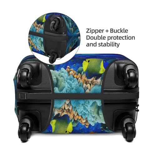 Ocean Life Dolphins Fish Art Luggage Cover Protector Elastic Washable Anti-Scratch Suitcase Covers With Concealed Zipper For 18-32 Inch Luggage Large4