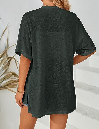 Image of MEROKEETY Women's 2026 Summer Lightweight Kimono Cardigan Short Sleeve Open Front Casual Loose Trendy Beach Cover Ups