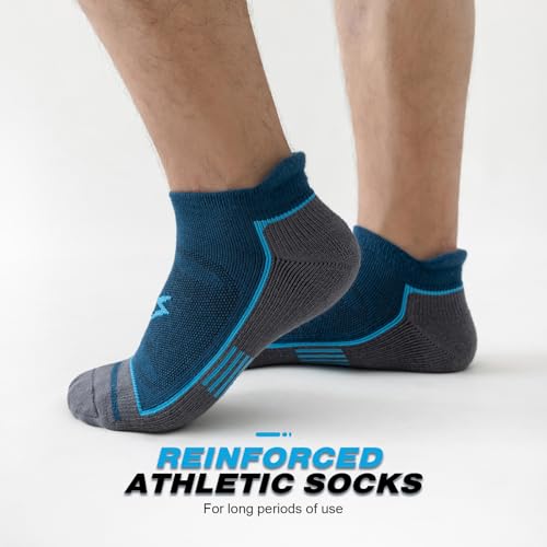 Cirorld Cushioned Running Socks, Ankle Trainer Socks for Men & Women, Anti-Blister & Sweat Wicking, Breathable Cotton sock for Sports, Gym, Walking and Daily, 6 Pairs