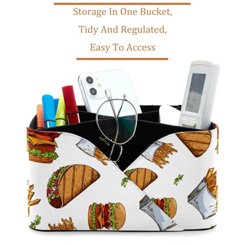Organiseur de bureau hamburger et frites à 4 compartiments pour stylos