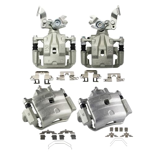 Image of TRQ Front and Rear Brake Caliper Set Zinc Coated Brackets Compatible with 2006-2012 Ford Fusion 2007-2012 Lincoln MKZ 2006 Lincoln Zephyr 2006-2013 Mazda 6 2006-2011 Mercury Milan