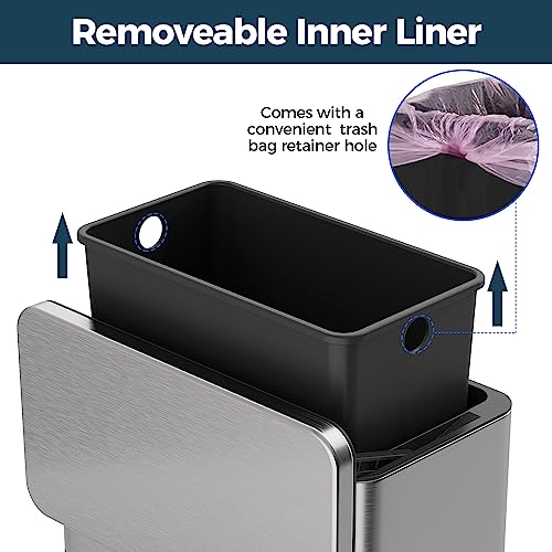 LINSSEN Stainless Steel Hanging Trash Can with Lid and Inner Bucket, 1 Gallon Kitchen Compost Bin for Counter Top, Under Sink or Wall Mount, Small Garbage Can for Cupboard/Bathroom/Bedroom/RV by LINSSEN - Used condition - Image 5