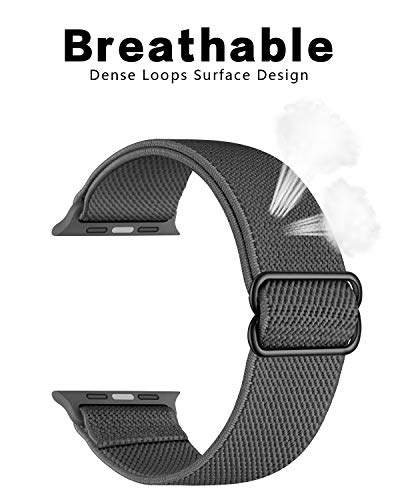 Image of AMANECER Stretchy Nylon Bands Compatible with Apple Watch Ultra 3 /2 /1 SE Series 11 /10 /9 /8 /7 /6 /5 /4, Adjustable Braided Elastic Sport Loop Rugged Straps for iWatch Women Men (Dark Gray, 44 /45 /46 /49MM)