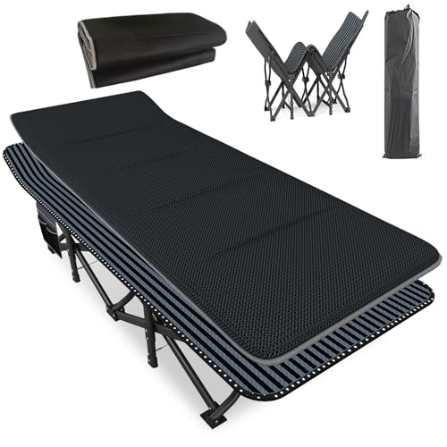ATORPOK Oversized Camping Cot for Adults with Cushion Comfortable, Extra Wide 31.5'' Folding Bed for Sleeping, Lightweight Folding Bed with Carry Bag Supports 500 lbs