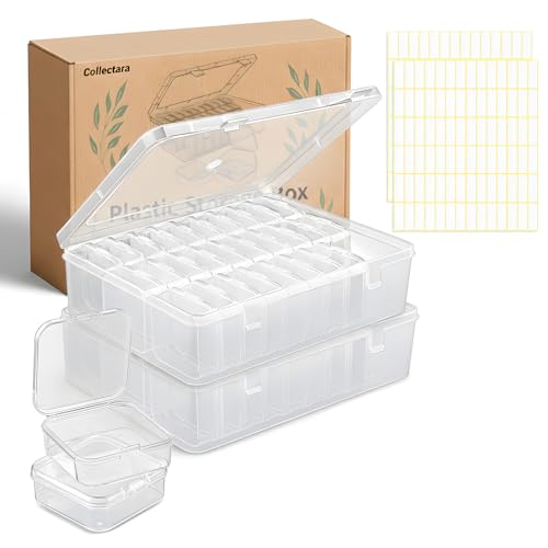 Image of Bead Organizer Box, 60 Pcs Small Beads Storage with 168 Label Stickers, Clear Plastic Small Containers for Jewelry Making, Diamond Painting, DIY Art Crafts, Bracelet Making, Seeds (2 Pack)