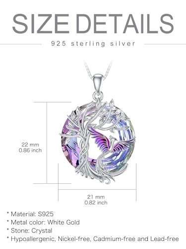 TOUPOP Phoenix Necklace 925 Sterling Silver Crystal Pendant Phoenix Rising Jewelry Women Birthday Gifts4
