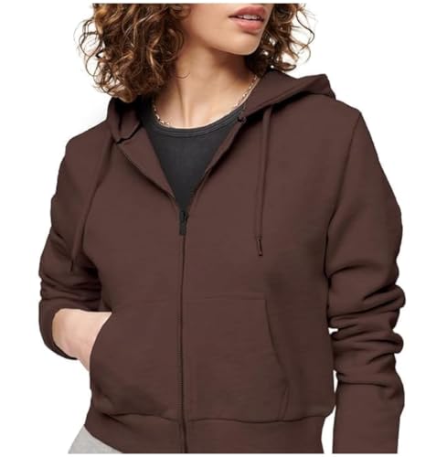 Image of Rabboni Women's Crop Fleece Hoodie Jacket | Full Sleeve Zip-Up Hooded Sweatshirt for Women & Girls | Soft Warm Casual Winter Wear Crop Hoodie