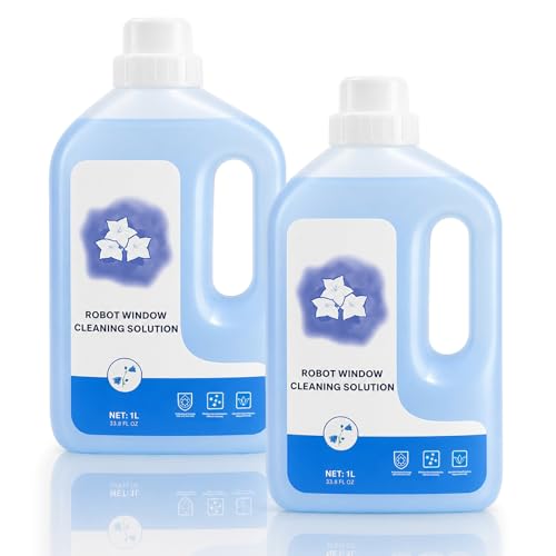 NIXOOT 2L Window Cleaning Solution Compatible with ECOVACS WINBOT 33.8oz2 Low-Foam Glass Cleaner Fluid for W2 PRO OMNI/W2/W1 PRO/WINBOT MINI Streak-Free Multi-Surface Robot Window Cleaner Liquid