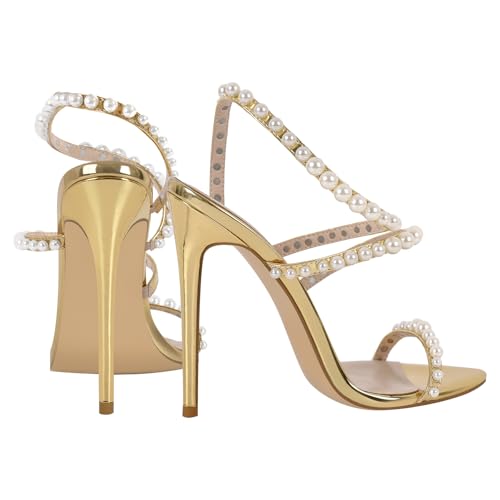 Pearls Stiletto High Heels Pointed Toe Heeled Sandals Strappy Heels Women Sexy Sandals Dressy Shoes3