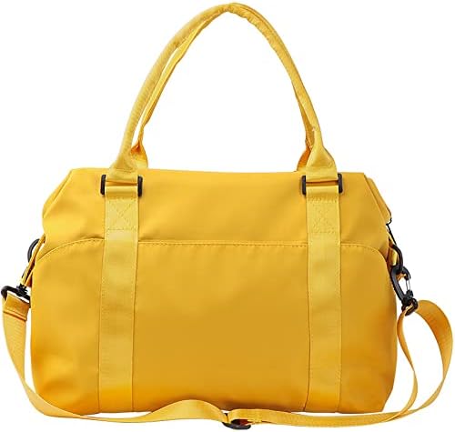 Gym Bag for Women and Men Sports Travel Duffel Bag with Wet Pocket Lightweight Tote Shoulder Weekender Overnight Lightweight Bag Yoga School (Yellow)