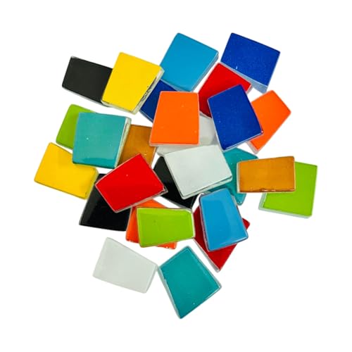 Image of Assorted Colours Glass Mosaic Tiles (20 Variations) (All Packs: 100 g,200 g,1 kg,1 kg), DIY Mosaic Art, Decoration, Crystal Glass Mosaic Tiles (Top Colour Trapezoid), 1 kg