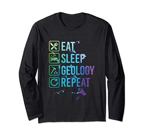 Geology Eat Sleep Repeat Watercolor Gift Maglia a Manica
