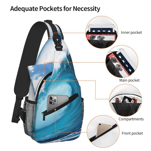 Bolsa de pecho elegante con estampado de ondas HD mochila cruzada de alta calidad 5