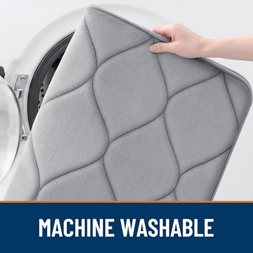 Image of Smiry Memory Foam Bath Mat 30''x20'', Ultra Soft Non-Slip Bathroom Rug, Plush Water Absorbent Quick Dry and Machine Washable Floor Mat for Shower, Tub & Home Decor, Grey