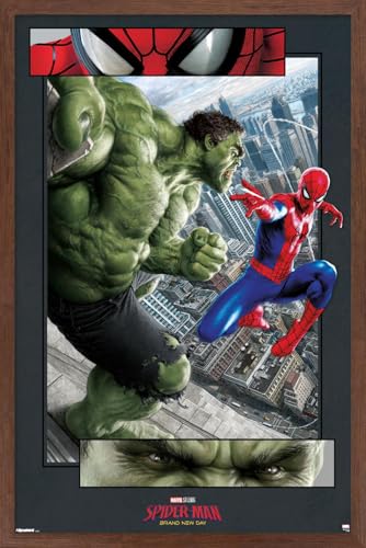 Marvel Spider-Man: Brand New Day (2026) - Eye Battle Wall Poster, 22.4L" x 14.7W", Mahogany Framed Version