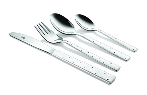 Image of SHAPES Feast Premium Silver Stainless Steel Cutlery Set - 24 Pieces | Rust-Resistant, Dishwasher Safe, Elegant Design | Ideal for Home and Restaurant Use, Perfect for Family Meals with Stand