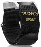 IVAPPON Hook Loop Sport Watch Strap 18mm 20mm Nylon Straps Black Blue Fastening Watchband (20mm, Black(Silver Stainless Steel Buckle))