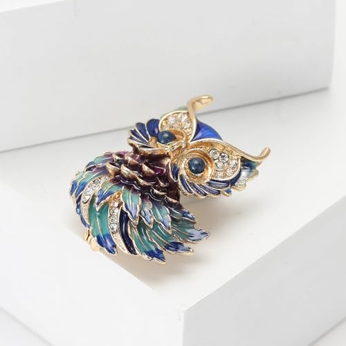 Image of Enamel Bird Brooch for Women Rhinestones Owl /Hummingbird /Eagle /Toucan Lapel Pin Cute Bird Brooches Jewelry Gifts for Mom Wife