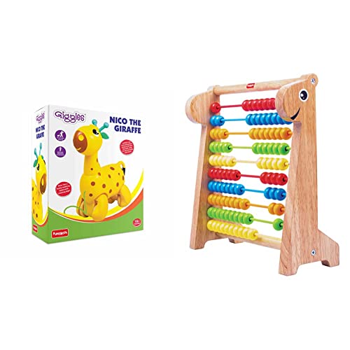 Image of Giggles Kid Wood Educational Toy, Multicolour, Ages 2 and Up & Nico The Giraffe, Yellow