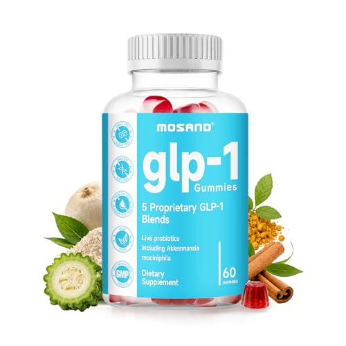 MOSAND GLP-1 Probiotic Gummies GLP-1 Supplement with Akkermansia Probiotic Berberine No Sugar Added for Gut & Digestion Health Strawberry Flavor-60 Gummies