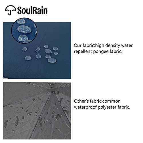 Soulrain 48" Arc Classic Wood Handle Umbrella Auto Open Windproof Unbreakable Stick Rain Umbrella (Navy) #TOP6