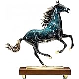 JGH 馬 置物 真鍮 干支 午 風水グッズ 2026年 縁起物 金運祈願 開運祈願 うま 馬の置物 開運グッズ 金運グッズ 玄関 オフィス 書斎 インテリア 屋内 玄関 オブジェ 置き物 オフィス リビングルーム 風水装飾 開業に適 ギフト (ブルー,S)