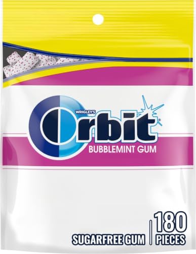 Image of ORBIT Bubblemint Sugar Free Chewing Gum, Value Bulk Pack, Piece Bag 180 Count (Pack of 8)