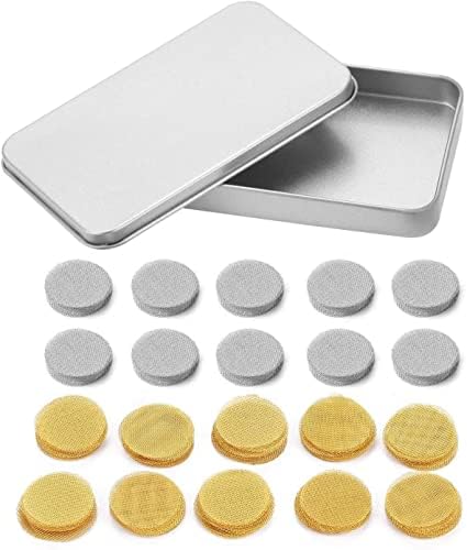 200pcs Pipe Screens 1/2 inch- 100pcs Brass Pipe Screen and 100pcs Stainless Steel Pipe Screen Filter with Storage Box