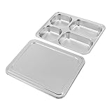 MAGICLULU Edelstahl Servierteller mit Unterteilung Nicht Verformbar und Leicht zu Tragen für Schul und Kantinenessen im Haushalt oder Restaurant