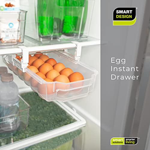 Smart Design Adjustable Sliding Drawer Egg Holder for Refrigerator – Holds 18 Eggs – Extendable Egg Holder Drawer with Handle for Easy Fridge Organization and Storage – Made with BPA-Free Plastic - Image 7